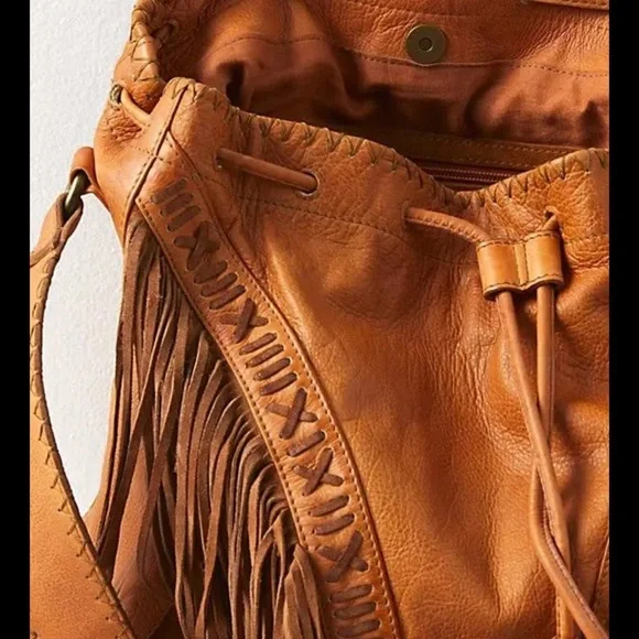 NWOT RARE Free People AMARILLO Brown Fringed Shoulder Bag - Picture 4 of 5
